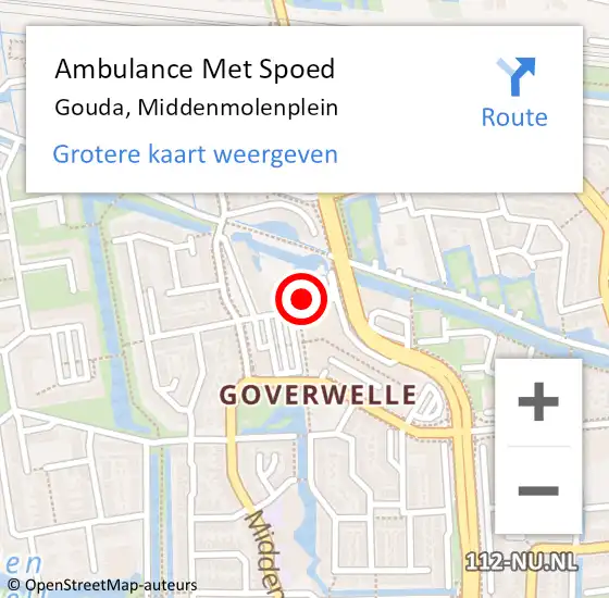 Locatie op kaart van de 112 melding: Ambulance Met Spoed Naar Gouda, Middenmolenplein op 30 januari 2024 14:40