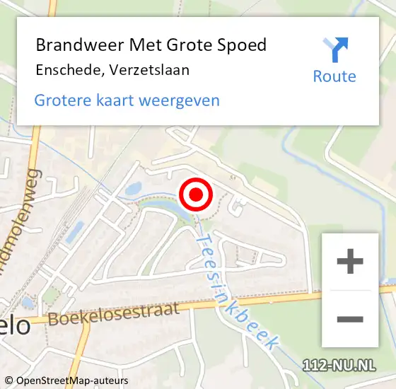 Locatie op kaart van de 112 melding: Brandweer Met Grote Spoed Naar Enschede, Verzetslaan op 30 januari 2024 14:40