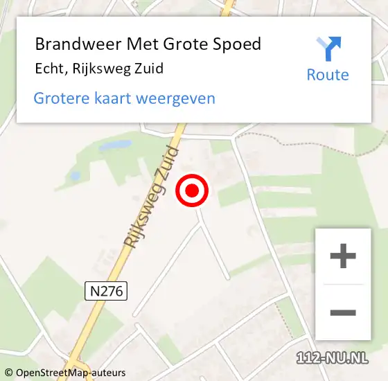 Locatie op kaart van de 112 melding: Brandweer Met Grote Spoed Naar Echt, Rijksweg Zuid op 30 januari 2024 14:46