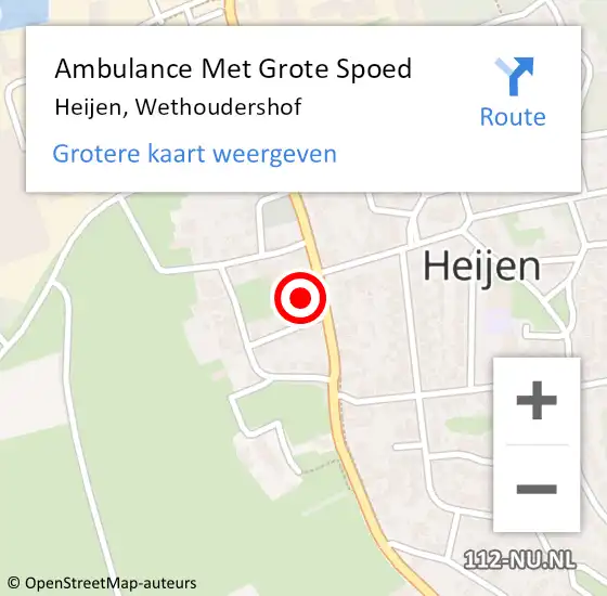 Locatie op kaart van de 112 melding: Ambulance Met Grote Spoed Naar Heijen, Wethoudershof op 30 januari 2024 14:51