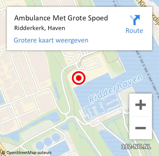 Locatie op kaart van de 112 melding: Ambulance Met Grote Spoed Naar Ridderkerk, Haven op 30 januari 2024 14:52