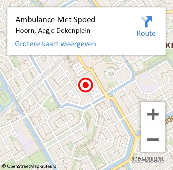 Locatie op kaart van de 112 melding: Ambulance Met Spoed Naar Hoorn, Aagje Dekenplein op 30 januari 2024 14:58