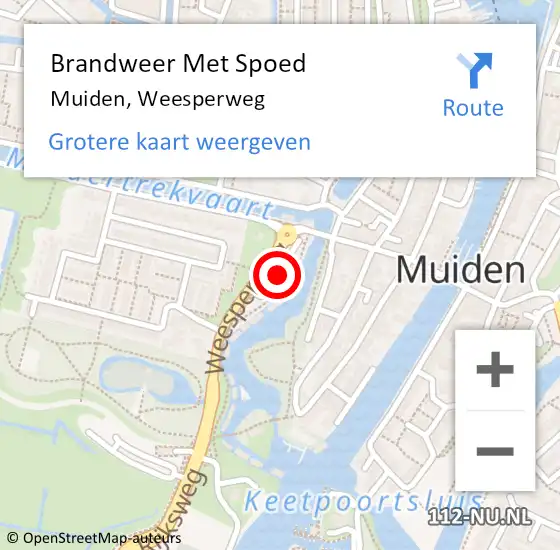 Locatie op kaart van de 112 melding: Brandweer Met Spoed Naar Muiden, Weesperweg op 30 januari 2024 15:14