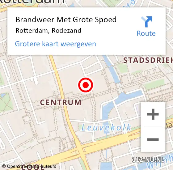 Locatie op kaart van de 112 melding: Brandweer Met Grote Spoed Naar Rotterdam, Rodezand op 30 januari 2024 15:18