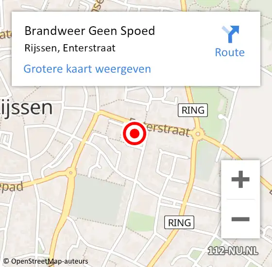 Locatie op kaart van de 112 melding: Brandweer Geen Spoed Naar Rijssen, Enterstraat op 30 januari 2024 15:26