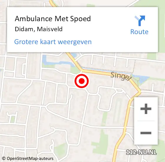 Locatie op kaart van de 112 melding: Ambulance Met Spoed Naar Didam, Maisveld op 24 september 2014 05:12