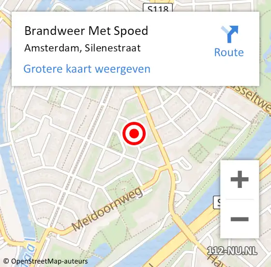 Locatie op kaart van de 112 melding: Brandweer Met Spoed Naar Amsterdam, Silenestraat op 30 januari 2024 16:08