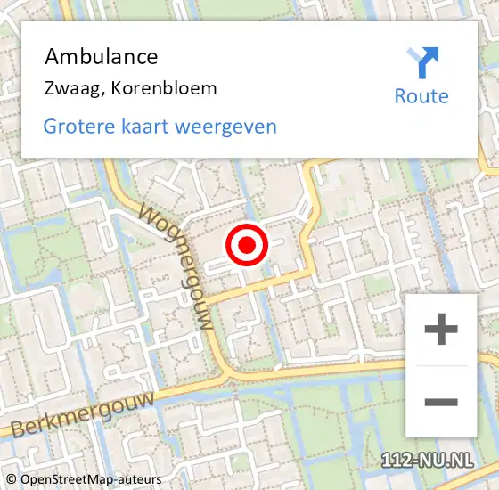 Locatie op kaart van de 112 melding: Ambulance Zwaag, Korenbloem op 30 januari 2024 16:17
