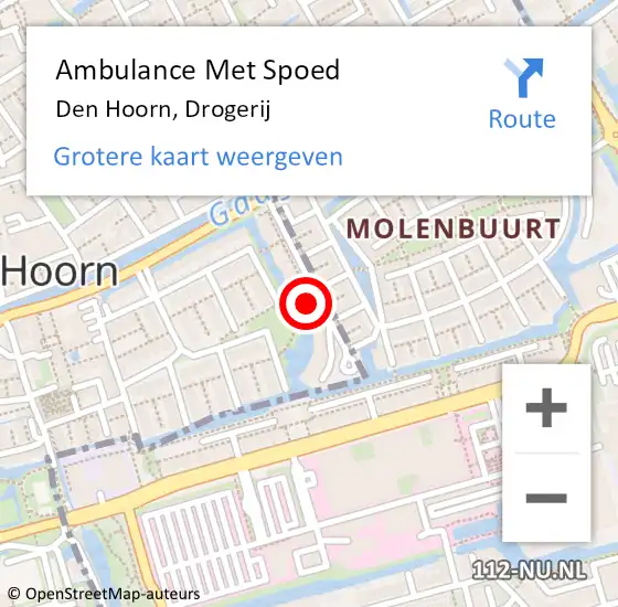 Locatie op kaart van de 112 melding: Ambulance Met Spoed Naar Den Hoorn, Drogerij op 30 januari 2024 16:18