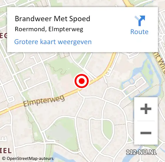 Locatie op kaart van de 112 melding: Brandweer Met Spoed Naar Roermond, Elmpterweg op 30 januari 2024 16:19