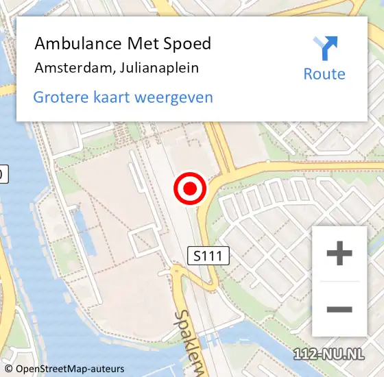 Locatie op kaart van de 112 melding: Ambulance Met Spoed Naar Amsterdam, Julianaplein op 30 januari 2024 17:26