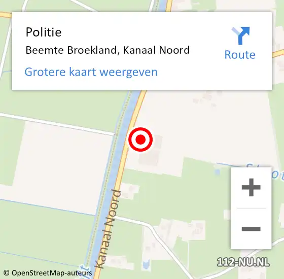 Locatie op kaart van de 112 melding: Politie Beemte Broekland, Kanaal Noord op 30 januari 2024 17:43