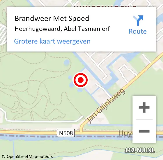 Locatie op kaart van de 112 melding: Brandweer Met Spoed Naar Heerhugowaard, Abel Tasman erf op 30 januari 2024 17:51