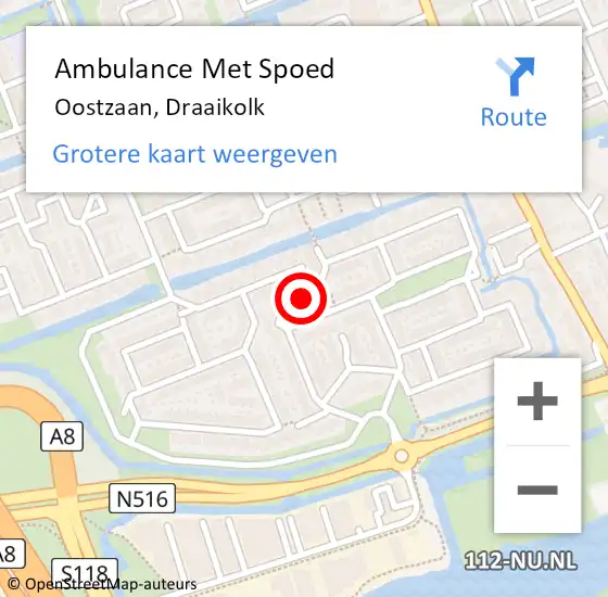 Locatie op kaart van de 112 melding: Ambulance Met Spoed Naar Oostzaan, Draaikolk op 30 januari 2024 18:10