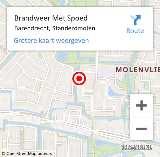 Locatie op kaart van de 112 melding: Brandweer Met Spoed Naar Barendrecht, Standerdmolen op 30 januari 2024 18:12