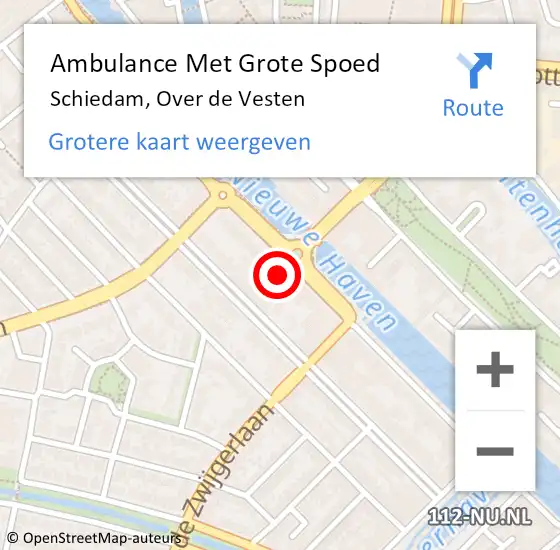 Locatie op kaart van de 112 melding: Ambulance Met Grote Spoed Naar Schiedam, Over de Vesten op 30 januari 2024 18:17