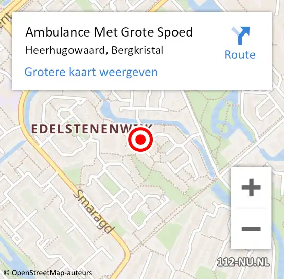 Locatie op kaart van de 112 melding: Ambulance Met Grote Spoed Naar Heerhugowaard, Bergkristal op 30 januari 2024 18:17