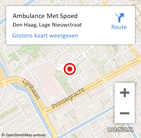 Locatie op kaart van de 112 melding: Ambulance Met Spoed Naar Den Haag, Lage Nieuwstraat op 30 januari 2024 18:17