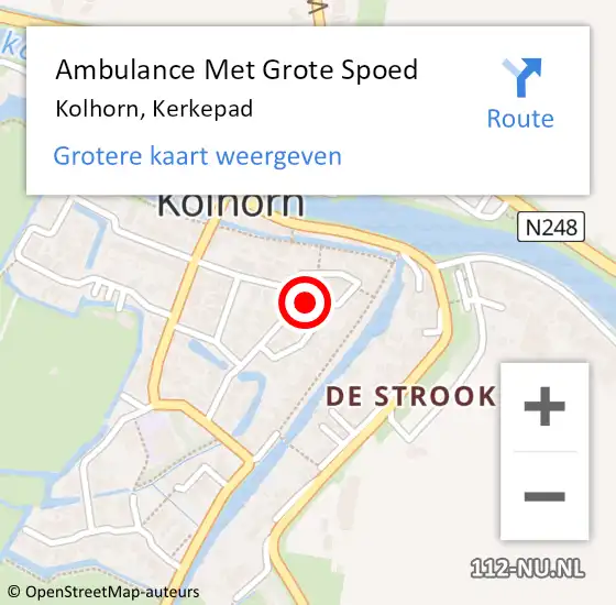 Locatie op kaart van de 112 melding: Ambulance Met Grote Spoed Naar Kolhorn, Kerkepad op 30 januari 2024 18:23