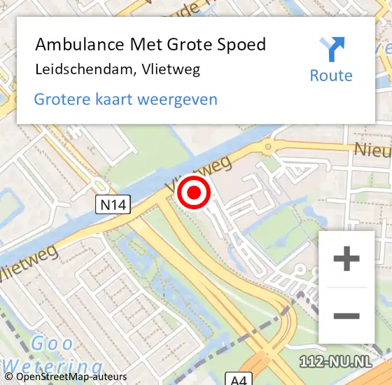 Locatie op kaart van de 112 melding: Ambulance Met Grote Spoed Naar Leidschendam, Vlietweg op 30 januari 2024 18:54