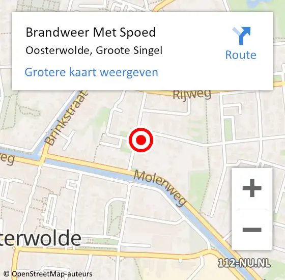 Locatie op kaart van de 112 melding: Brandweer Met Spoed Naar Oosterwolde, Groote Singel op 30 januari 2024 19:05