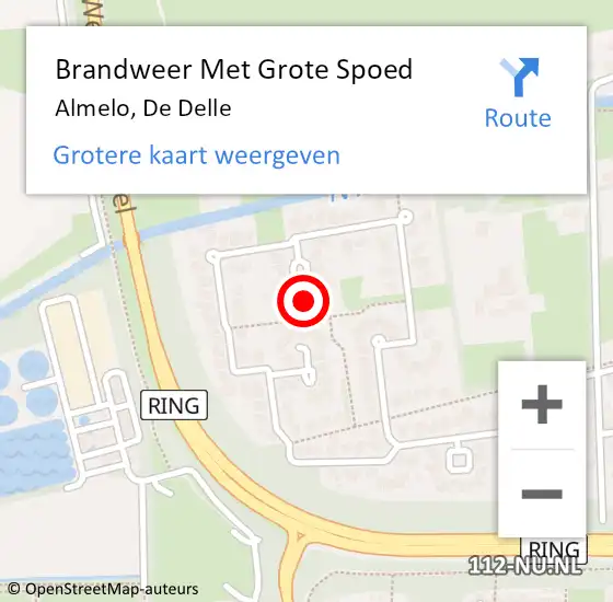 Locatie op kaart van de 112 melding: Brandweer Met Grote Spoed Naar Almelo, De Delle op 30 januari 2024 19:40