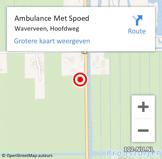 Locatie op kaart van de 112 melding: Ambulance Met Spoed Naar Waverveen, Hoofdweg op 30 januari 2024 19:44