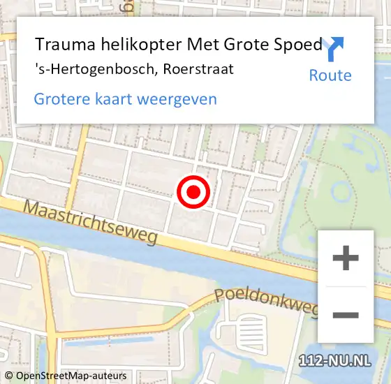 Locatie op kaart van de 112 melding: Trauma helikopter Met Grote Spoed Naar 's-Hertogenbosch, Roerstraat op 30 januari 2024 19:51