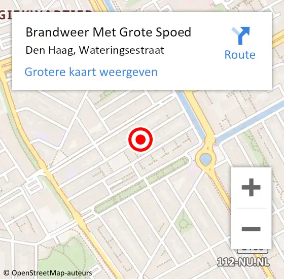 Locatie op kaart van de 112 melding: Brandweer Met Grote Spoed Naar Den Haag, Wateringsestraat op 30 januari 2024 19:57