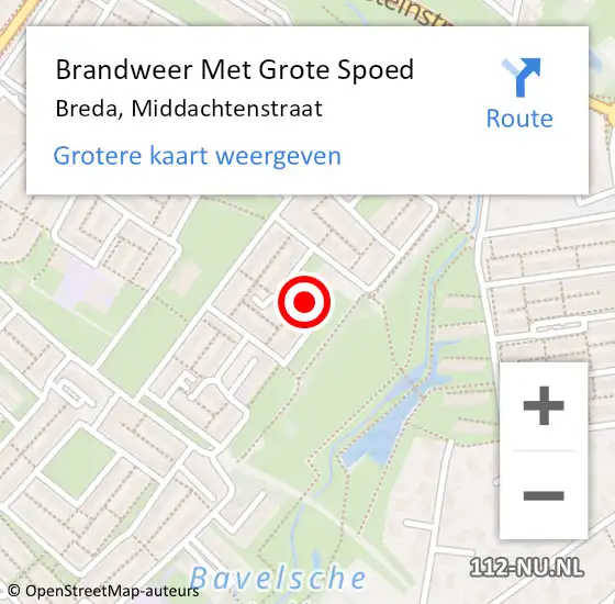 Locatie op kaart van de 112 melding: Brandweer Met Grote Spoed Naar Breda, Middachtenstraat op 30 januari 2024 20:06