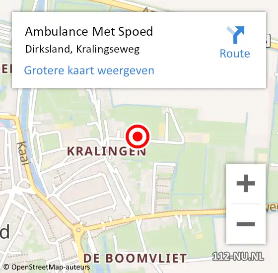 Locatie op kaart van de 112 melding: Ambulance Met Spoed Naar Dirksland, Kralingseweg op 30 januari 2024 20:45