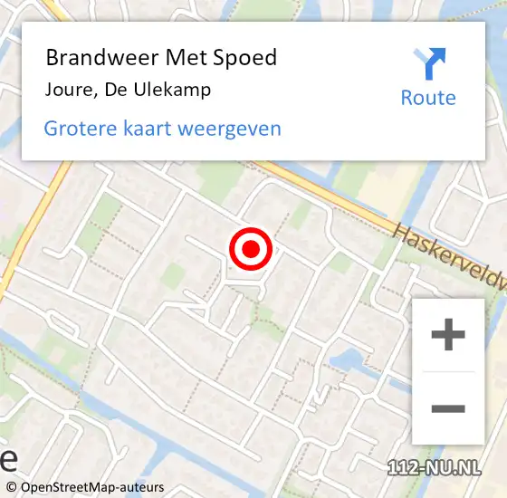 Locatie op kaart van de 112 melding: Brandweer Met Spoed Naar Joure, De Ulekamp op 30 januari 2024 20:47