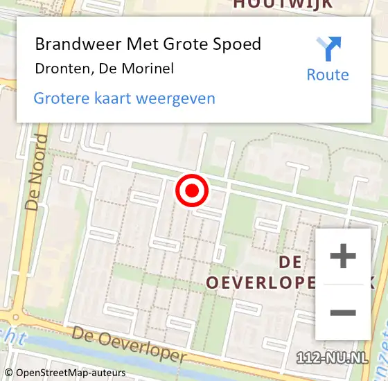 Locatie op kaart van de 112 melding: Brandweer Met Grote Spoed Naar Dronten, De Morinel op 30 januari 2024 20:55