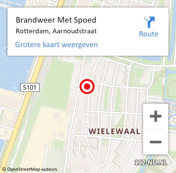 Locatie op kaart van de 112 melding: Brandweer Met Spoed Naar Rotterdam, Aarnoudstraat op 30 januari 2024 21:02