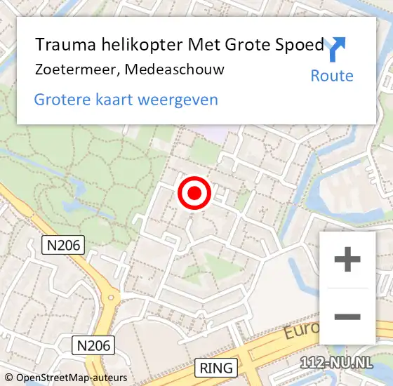 Locatie op kaart van de 112 melding: Trauma helikopter Met Grote Spoed Naar Zoetermeer, Medeaschouw op 30 januari 2024 21:22