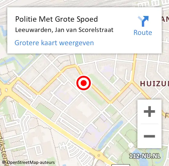 Locatie op kaart van de 112 melding: Politie Met Grote Spoed Naar Leeuwarden, Jan van Scorelstraat op 30 januari 2024 22:09