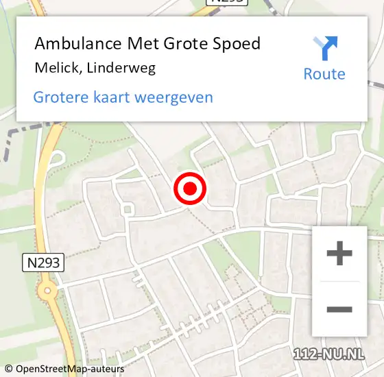 Locatie op kaart van de 112 melding: Ambulance Met Grote Spoed Naar Melick, Linderweg op 30 januari 2024 22:10