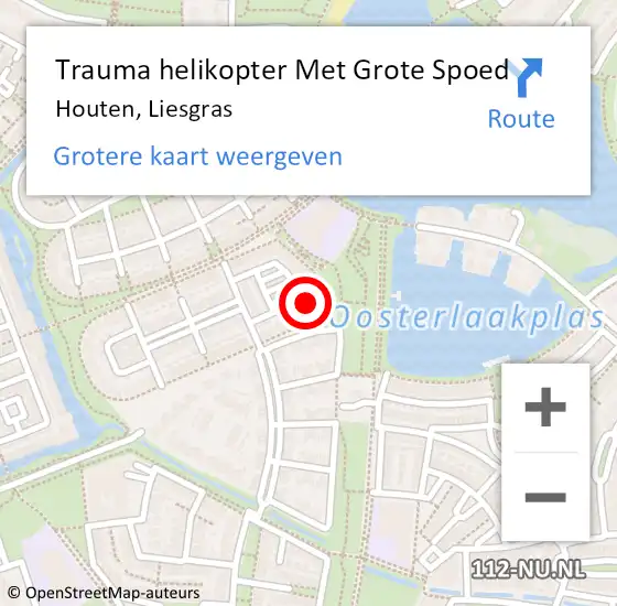 Locatie op kaart van de 112 melding: Trauma helikopter Met Grote Spoed Naar Houten, Liesgras op 30 januari 2024 22:12