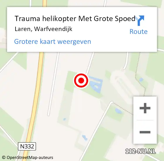 Locatie op kaart van de 112 melding: Trauma helikopter Met Grote Spoed Naar Laren, Warfveendijk op 30 januari 2024 22:18