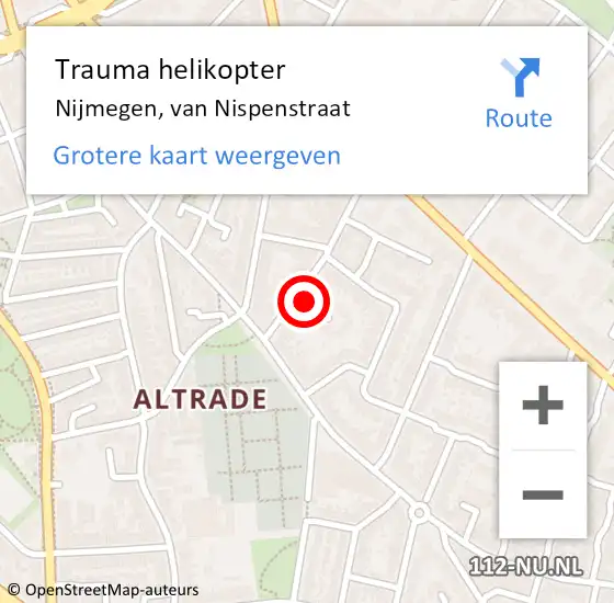 Locatie op kaart van de 112 melding: Trauma helikopter Nijmegen, van Nispenstraat op 30 januari 2024 22:56
