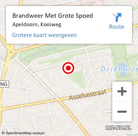 Locatie op kaart van de 112 melding: Brandweer Met Grote Spoed Naar Apeldoorn, Kooiweg op 30 januari 2024 23:48