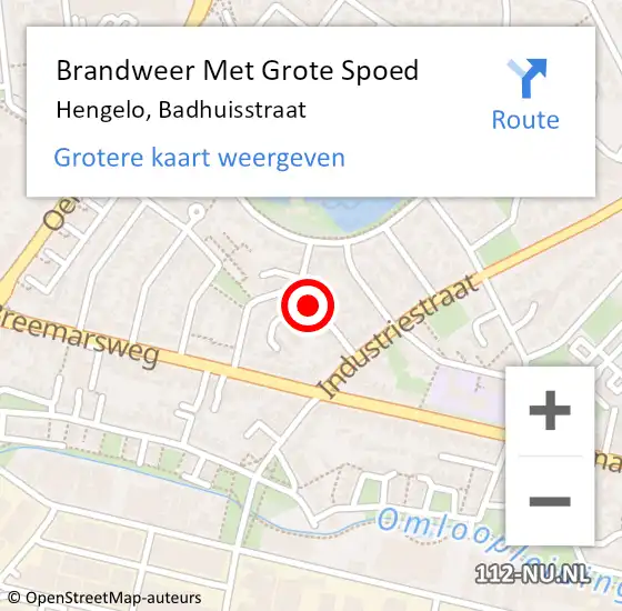 Locatie op kaart van de 112 melding: Brandweer Met Grote Spoed Naar Hengelo, Badhuisstraat op 31 januari 2024 00:03