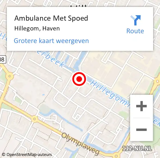 Locatie op kaart van de 112 melding: Ambulance Met Spoed Naar Hillegom, Haven op 31 januari 2024 01:18