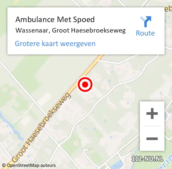 Locatie op kaart van de 112 melding: Ambulance Met Spoed Naar Wassenaar, Groot Haesebroekseweg op 31 januari 2024 03:09