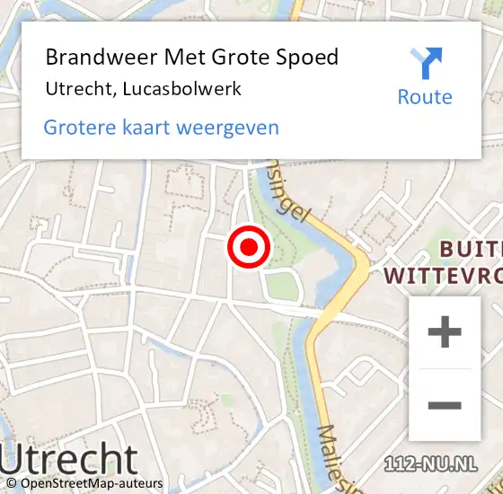Locatie op kaart van de 112 melding: Brandweer Met Grote Spoed Naar Utrecht, Lucasbolwerk op 31 januari 2024 06:13