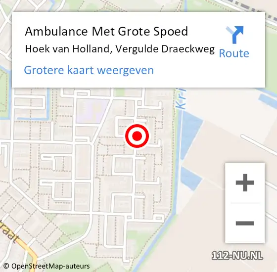 Locatie op kaart van de 112 melding: Ambulance Met Grote Spoed Naar Hoek van Holland, Vergulde Draeckweg op 31 januari 2024 07:01