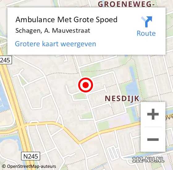 Locatie op kaart van de 112 melding: Ambulance Met Grote Spoed Naar Schagen, A. Mauvestraat op 31 januari 2024 07:33