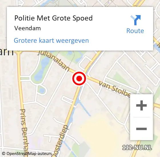 Locatie op kaart van de 112 melding: Politie Met Grote Spoed Naar Veendam op 31 januari 2024 07:34
