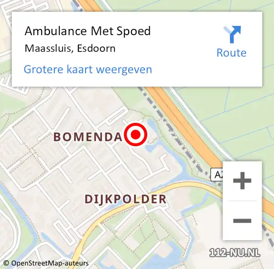 Locatie op kaart van de 112 melding: Ambulance Met Spoed Naar Maassluis, Esdoorn op 31 januari 2024 08:02