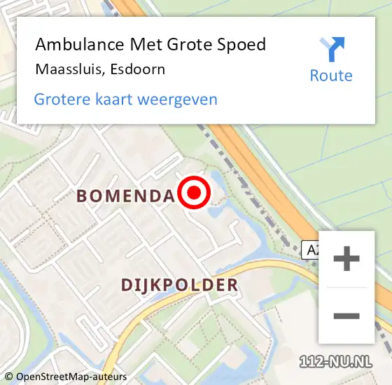 Locatie op kaart van de 112 melding: Ambulance Met Grote Spoed Naar Maassluis, Esdoorn op 31 januari 2024 08:13